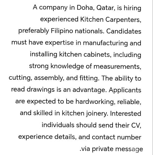 KITCHEN CARPENTERS
Filipino Candida
