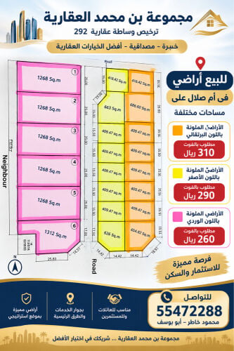 للبيع أراضى مساحات صغيرة بام صلال