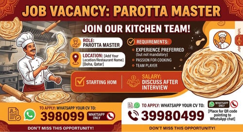 we are hiring poratta master