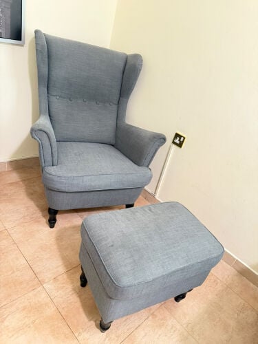 Ikea  Wing chair with footstool