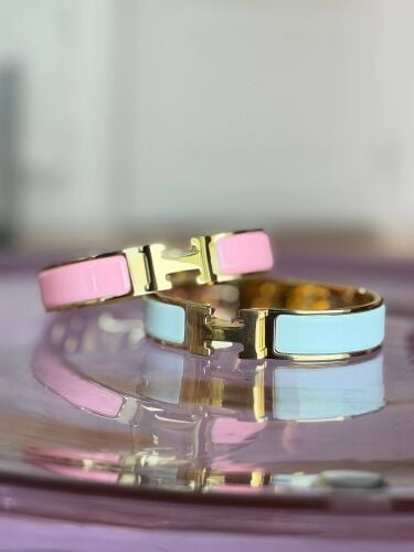 HMS Clic H Bracelet Bleu Ciel &Rose