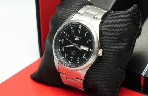 seiko 5 arabic dial watch