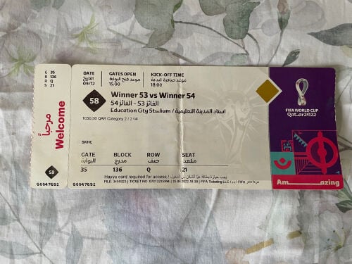 Brazil Vs Croatia WC 2022 Ticket